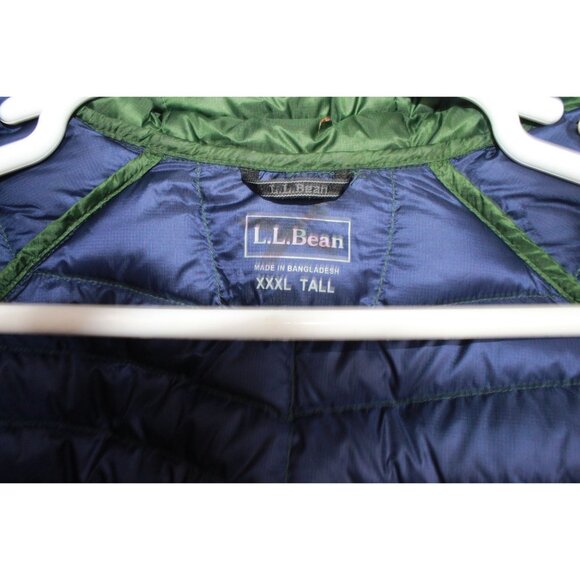 LL Bean Ultralight 850 Down Sweater Hooded Jacket Green XXXL Tall - Picture 6 of 12